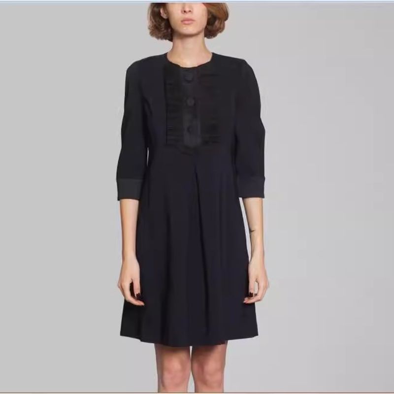 

Big Sale Black Dress Export Short Skirt Small High Waist Slim Looking Dress Black Work Clothing Ol 3/4 Sleeve Black 8