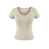 U-neck slim-fit short-sleeved T-shirt women's summer new American Spice Girl solid-color thin slim-fit slim bottom top