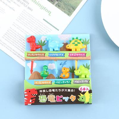 6Pcs/Set Dinosaur Mini Animal Cartoon Food Picks Children Snack Fruit Fork