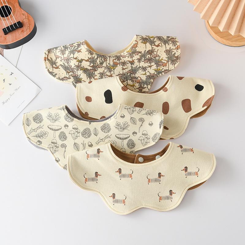 Korean Style A-Type Pure Cotton Double-Sided Baby Bib for 0-2 Years