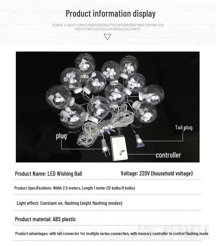 Starry Sky LED Wishing Ball Curtain Lights for Bedroom and Christmas Decoration