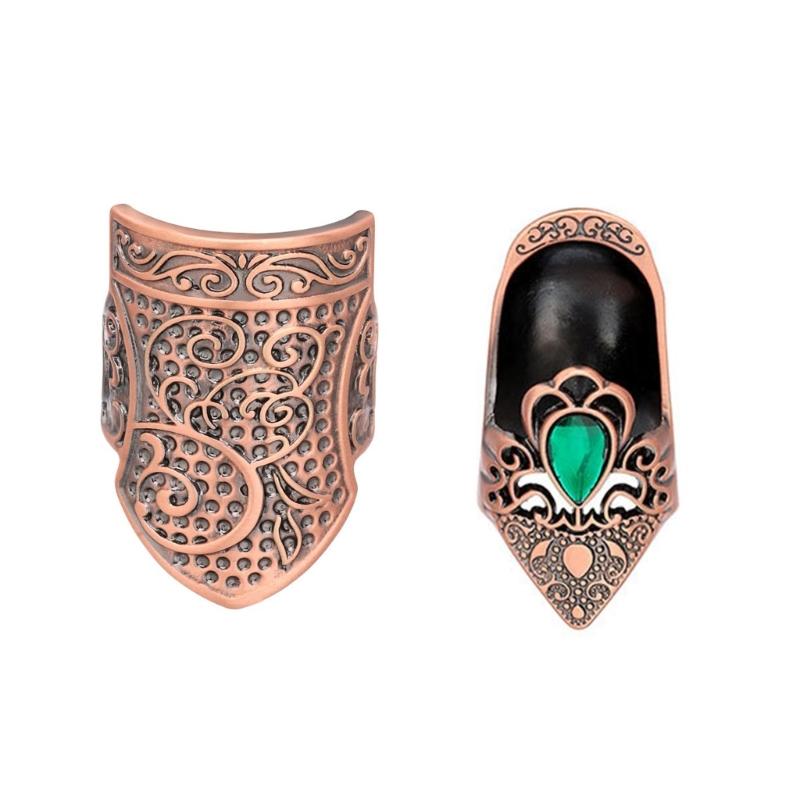 2Pcs Retro Metal Thimble Finger Tip Protector Ergonomic Finger Guards For Adult Beginner Hand Sewing Quilting Embroidery