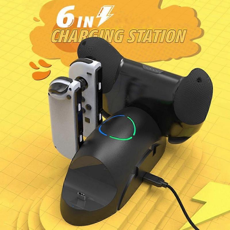 a6K SW168 Controller Charger Dock Station for Nintendo Switch Pro D3n Joy-con 6-in-1 Charging Stand 