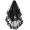 Two-Tier Lace Veil Black Head Veil Classic Gothic Veil  For Halloween Cosplay