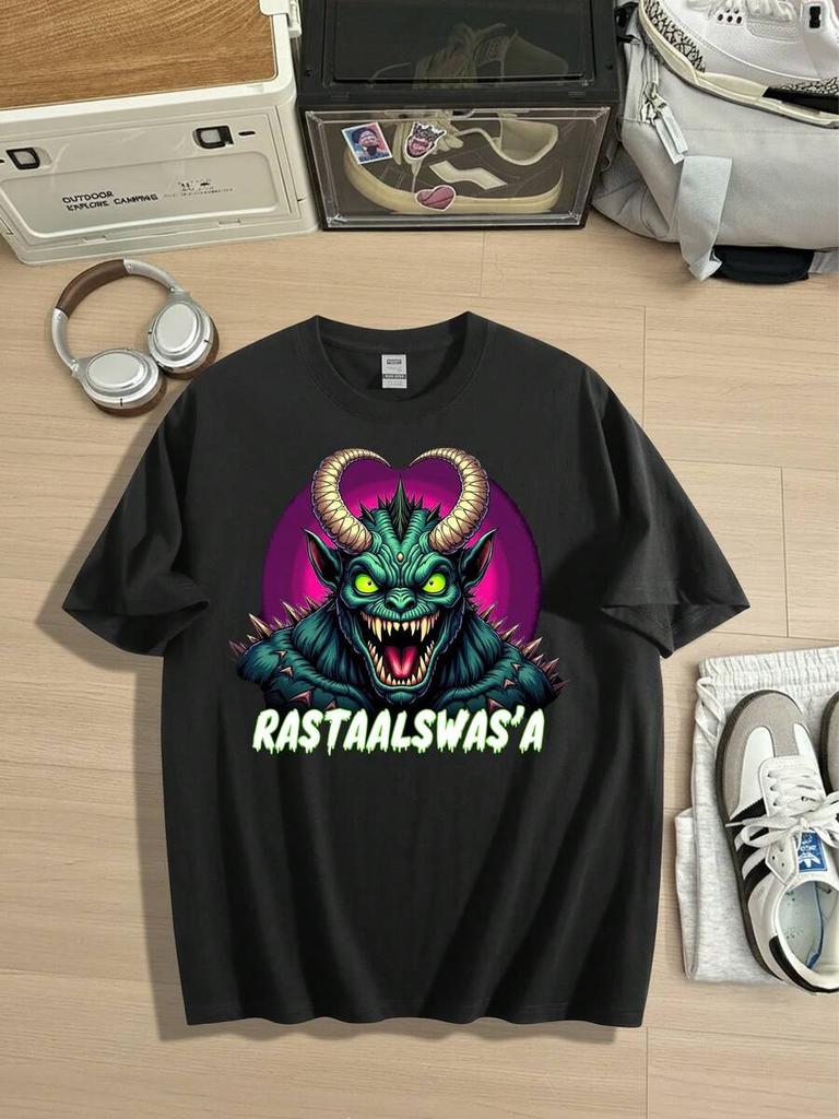 Unisex Amerykańska Koszulka - Halloween Magiczna i Przerażająca Atmosfera Wzór Nadrukowany Czysta Bawełna Koszulka
