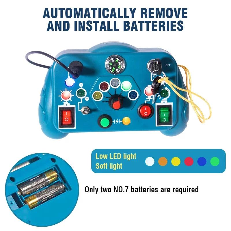 Kids Handheld Switch Socket Led Lights Button Toys Montessori Busy Board Analog Circuit Board Education Cognitive Baby Game Gift