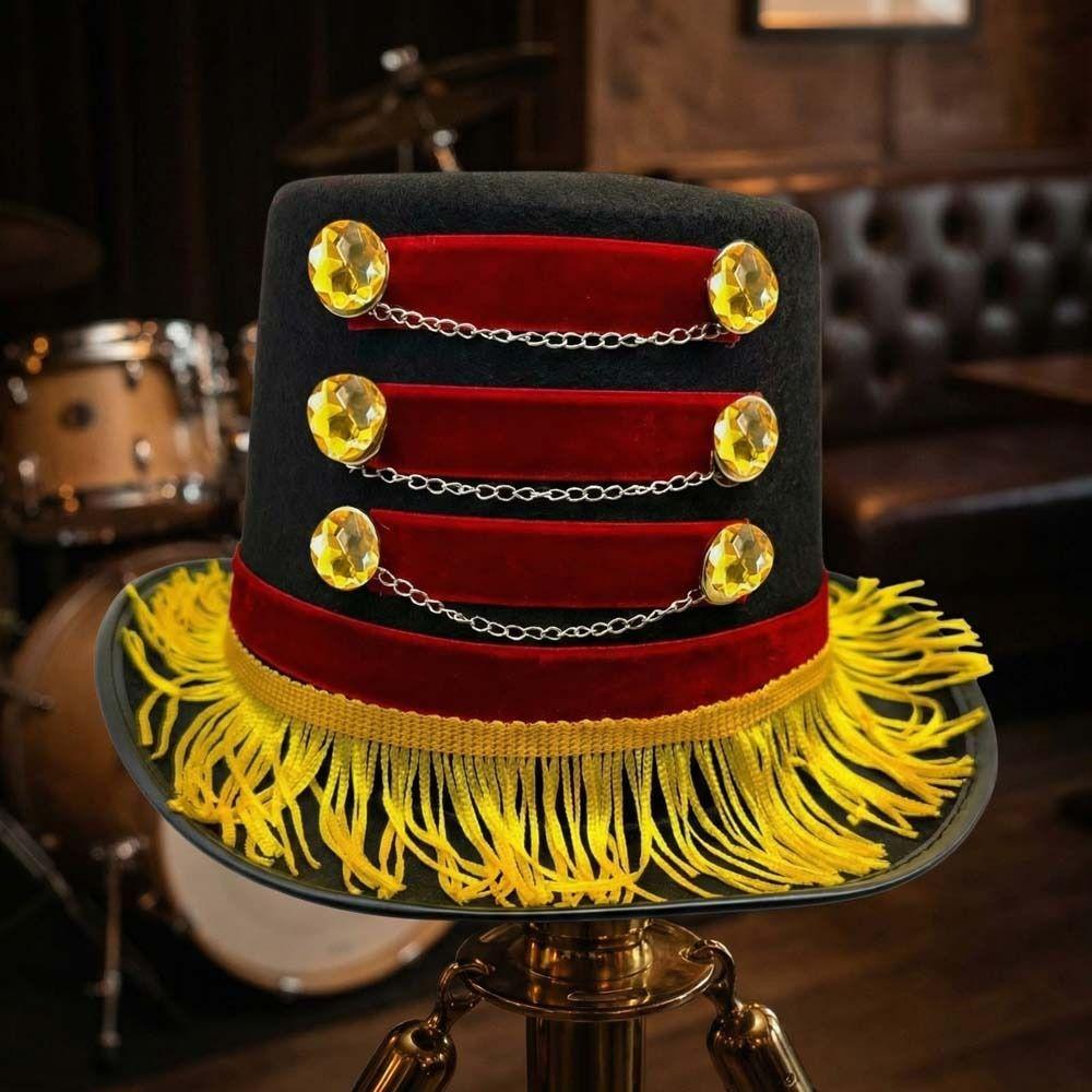 Gold Fringe Vintage Fascinator Hats Tasseled Design Ringmaster Top Hat  Stage Performances