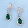 S925 Sterling Silver Cultured Emerald Water Drop Stud Earrings for Women - Light Luxury, Elegant, Versatile.
