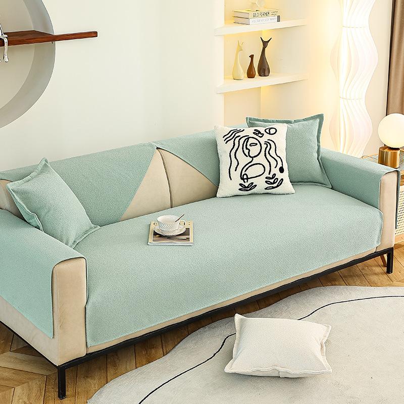 Solid Color Chenille Sofa Cushion Four Seasons General Non-slip Cushion Simple Fashion Cover Towel.