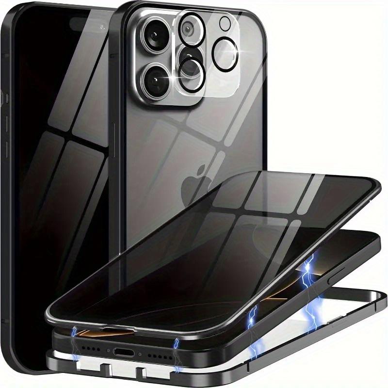 Metal Magnetic Privacy Phone Case For Iphone 17 16 15 14 13 12 11 Pro Max Plus XS 8 7 Anti-Peep Tempered Glass Lens Protection