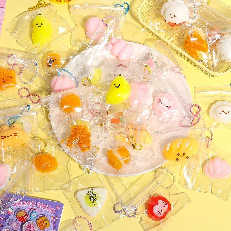 6/10Pcs Mini Squeeze Toys Stress Relief Toys Cute Simulation Toys Food Rebound Gifts Hanging Decorations For Stress Relief