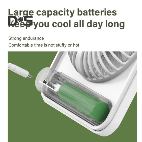 Portable Desk Fan Rechargeable 1200mAh Battery Operated Standing Fan with Digital Display Ultra-Quiet Foldable Desktop Fan 5 Speeds Adjustable