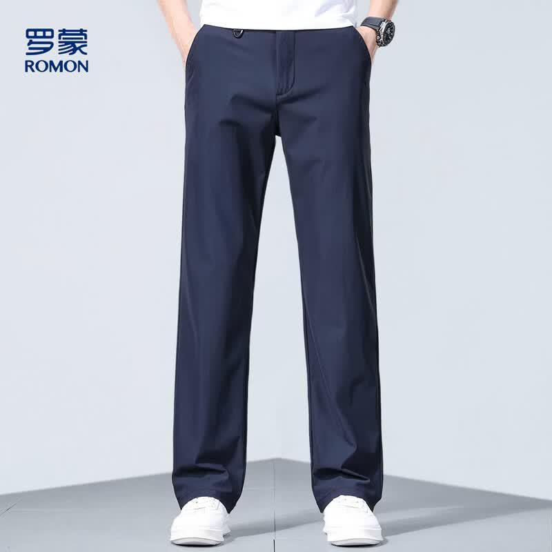 ROMON Men's Ice Silk Business Casual Straight Pants