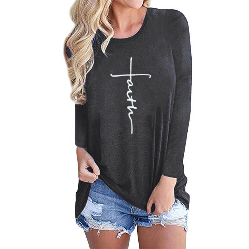 

Тонкие женские пуловеры с длинными рукавами и круглым вырезом, повседневные женские свободные толстовки с принтом букв L темно серый