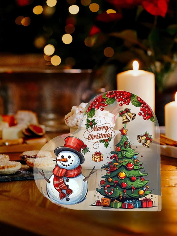 1pc Christmas Decorations Cute Heart Shaped Christmas Dining Table, Office, Counter, Desk, Shelf - Home Decorations Xmas Gift