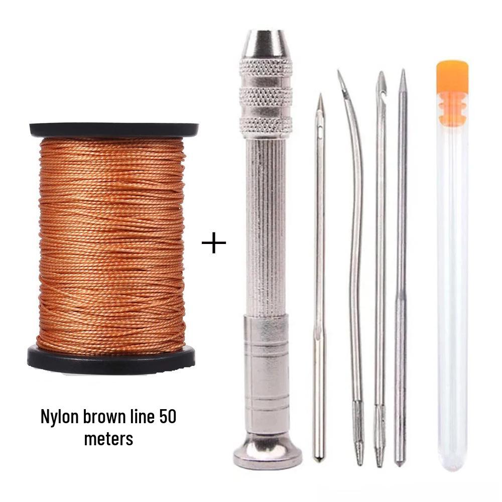 Premium Stainless Steel Shoe Repair Awl & Crochet Hook with Nylon/Waxed Thread for Leather Sewing