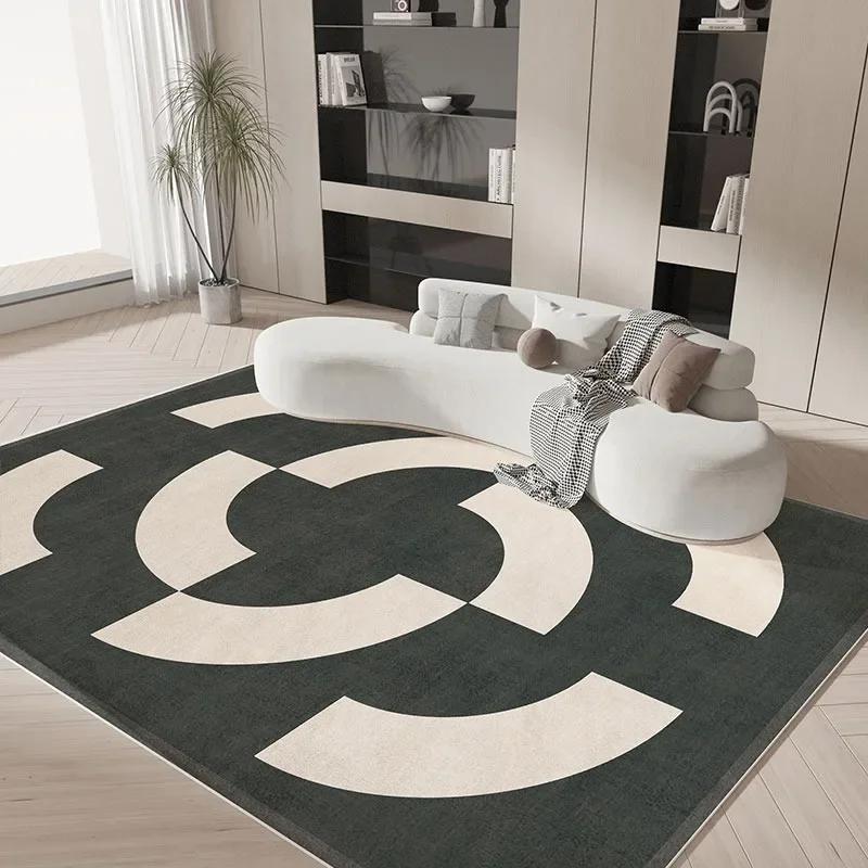 

Modern Black Cream Floral Area Rug Oversized Plush Design for Living Room Bedroom Non-Slip Soft Floor Mat 80x120cm