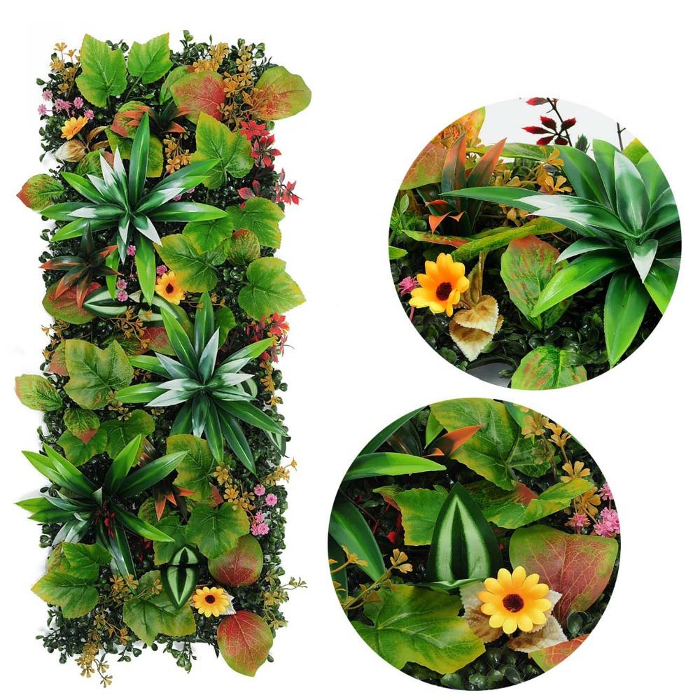 DIY Artificial Plant Wall Panel 75x25cm Flower Simulation Maple Plant Sheet Durable Lifelike Fake Green Grass Mat Privacy Screen