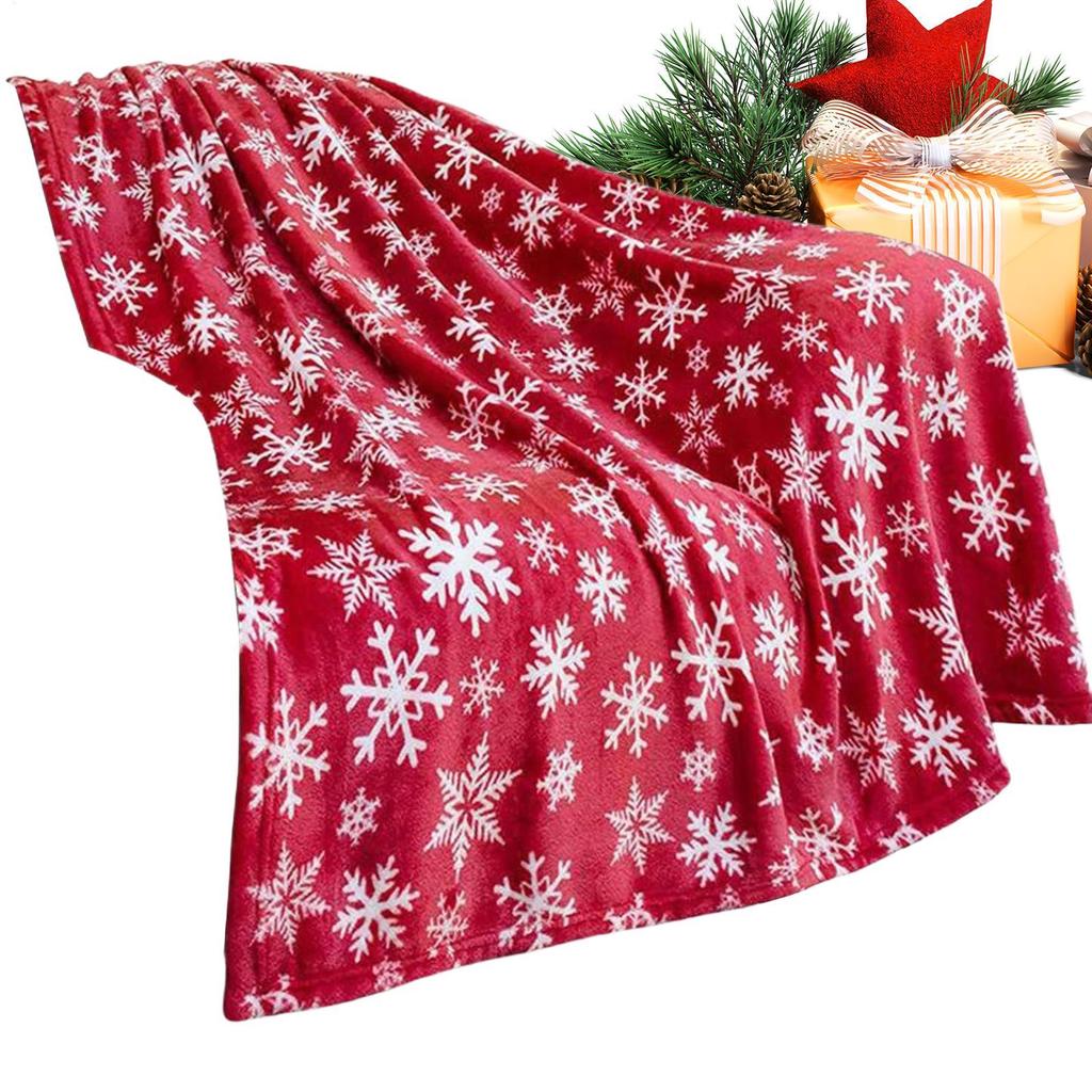 Christmas Throw Blanket Flannel Snowflake Gingerbread Xmas Fleece Blanket Winter Warm Soft Plush Blanket For Couch Sofa Bed