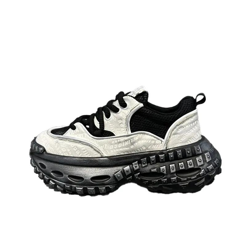 Spring Autumn New Men's Sneakers Thick soled Height Increasing Breathable Outdoor Running Shoes Fashion Trend Retro Casual Shoes