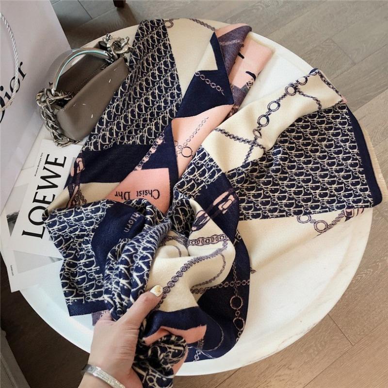 0G thickened version retro bird scarf women's winter high-end warm scarf imitation cashmere shawl