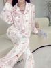 1011 new Korean cute pink bear pajamas women's autumn and winter new cartoon ins island velvet long-sleeved home