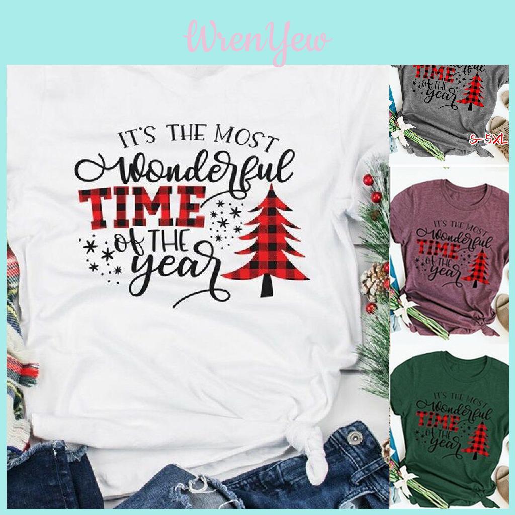 Women's Christmas Tops With Short Sleeves And Soft Cotton Material For Festive Comfort**