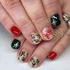 Christmas Artificial Nails Snowflake False Nails Full Cover Stick On Nails Short Square Press On Nails for Women Girls