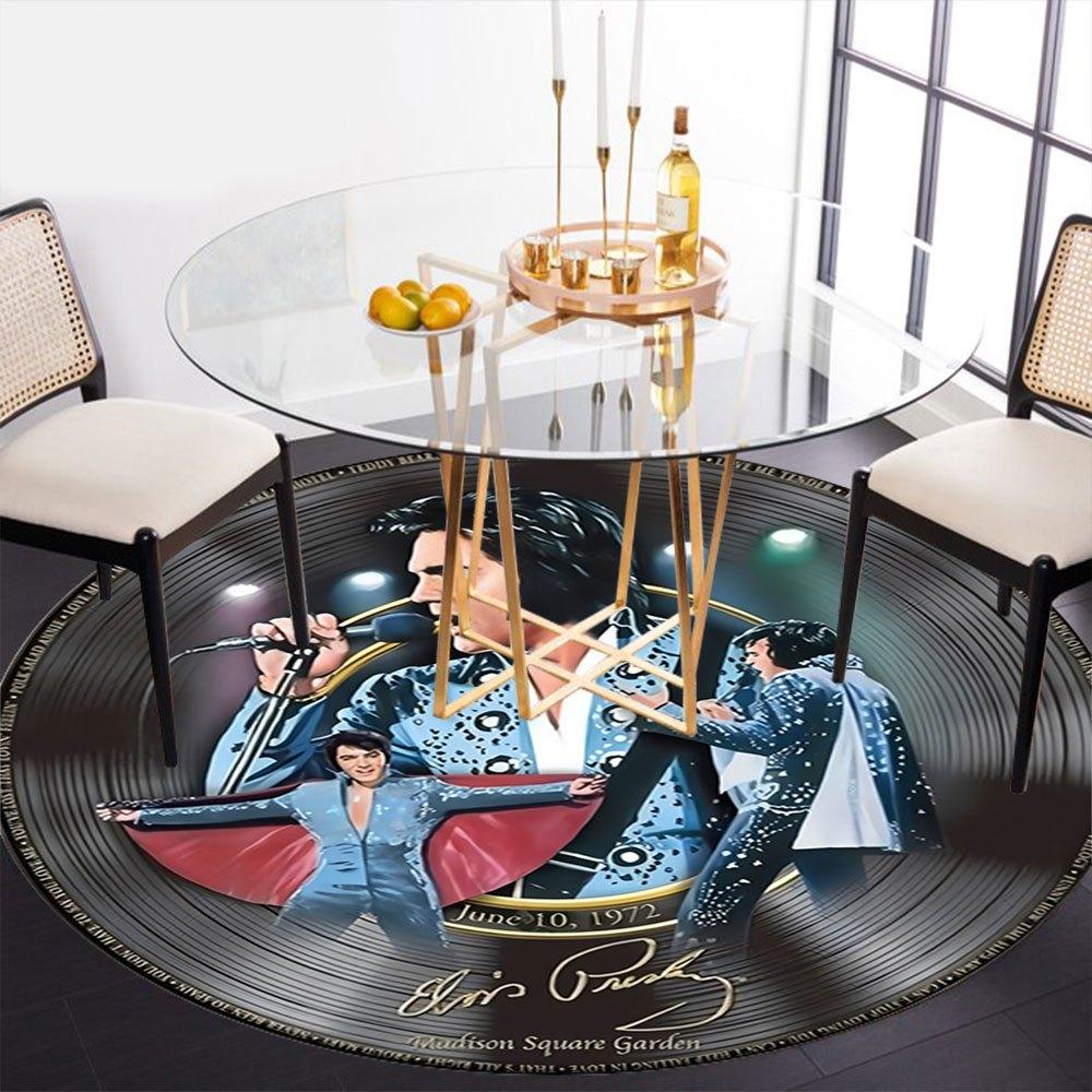 Elvis Presley Live At Madison Square Garden Picture Disc LPRound Non-Slip Chair Mat Chair Carpet for Office Rugs for Office Decor Gift For Valentine's