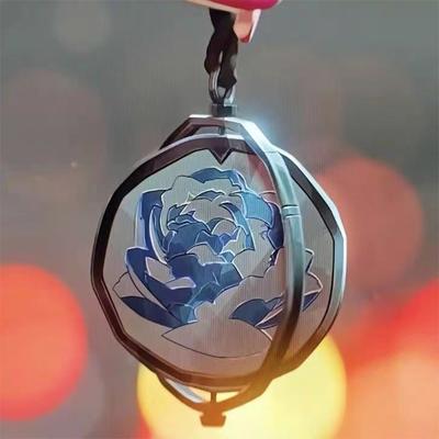 League Of Legends Arcane Season 2 Same Style Jinx Ekko Head Portrait Rotating Blue Rose Pendant Necklace Lovers Fans Gifts