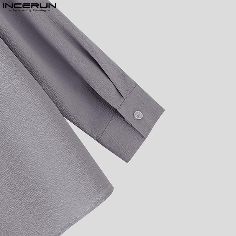 INCERUN Men Long Sleeve Ruffled Layers Patchwork Casual Cape Shirts