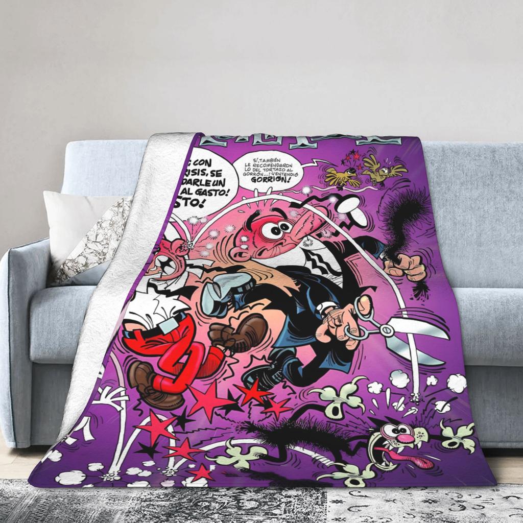 Mort & Phil Mortadelo y Filemón Blanket  Warm Soft Graphic Plush Throw Blanket For Home Decor Picnic Flannel Bedspread Bed Cover