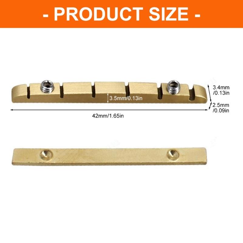 Adjustable Brass Guitar Nut For 6 String Electric Guitar 42mm Length 3.4mm Thickness With Precise String Action Control