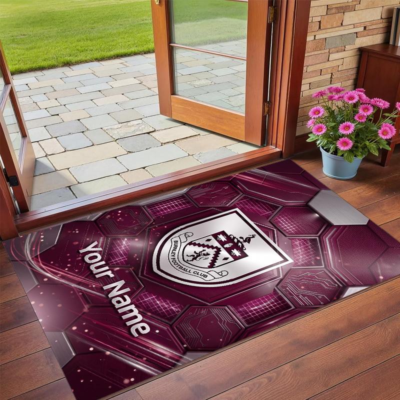 Crystal Velvet Rug Custom Name Text, Soft Non Slip Floor Mat Home DecorBurnley Football