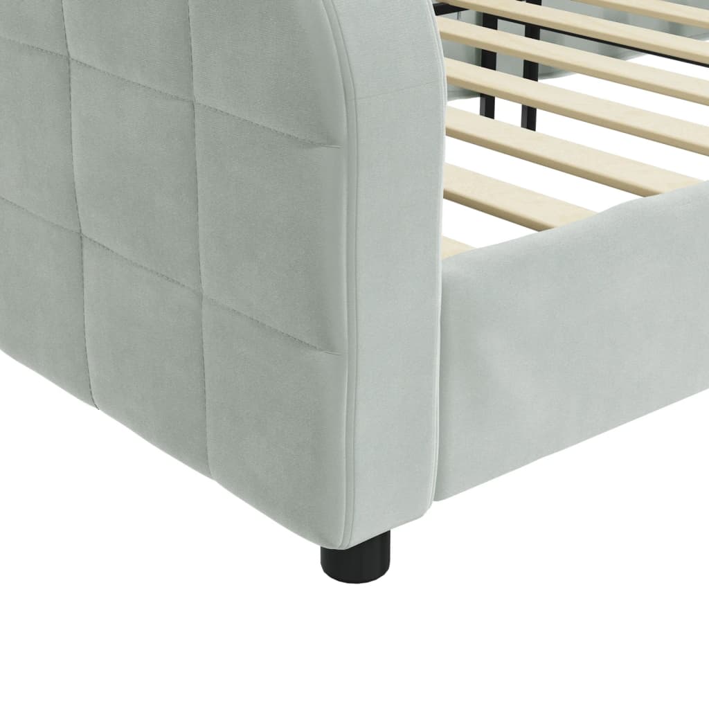 Vidaxl Sofa with Sleeping Function, Light Gray, 100X200 Cm, Upholstered In Velvet
