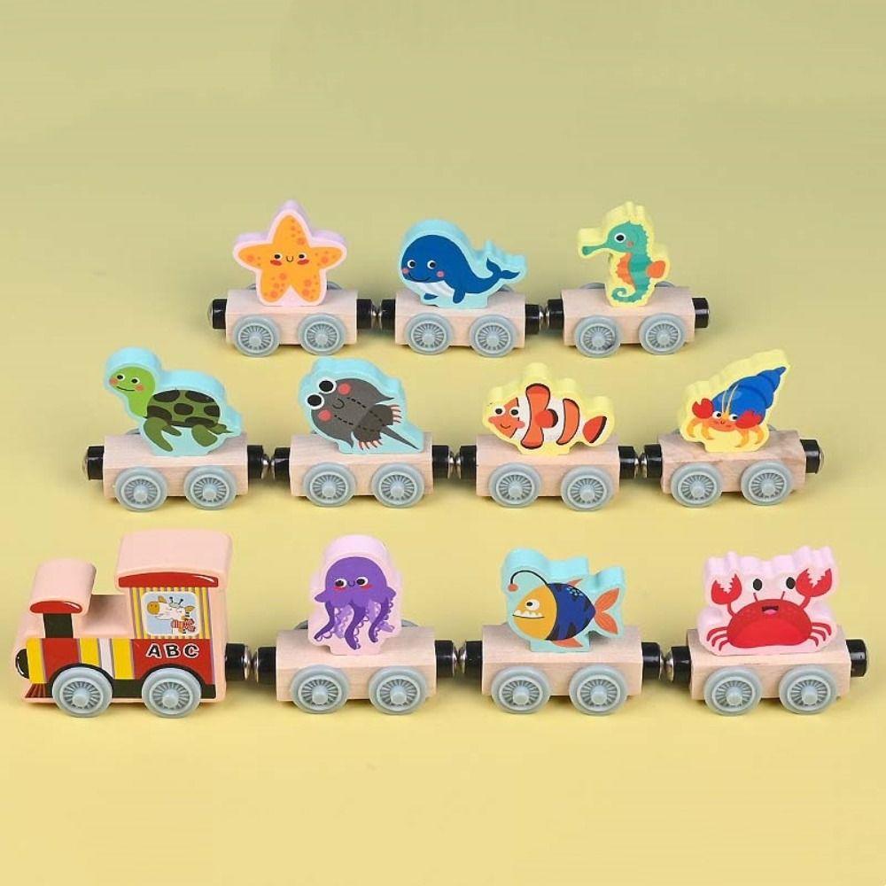Transportation Train Wooden Toy Educational Wooden Magnetic Train Magnetic Train Toys  For Toddlers