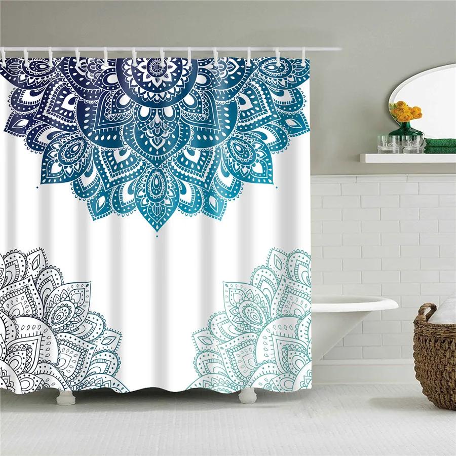 Mystical Mandala Moon Print Waterproof Shower Curtain - Stylish, Durable & Easy-Care Choice for Bohemian Bathroom Décor