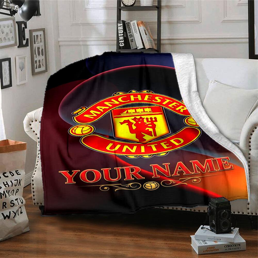 Manchester Customize Your Name Blanket Gift Customizable Blanket Soft Warm Cozy Perfect for Seaside Couch Office Living Room Four Seasons Multipurpose