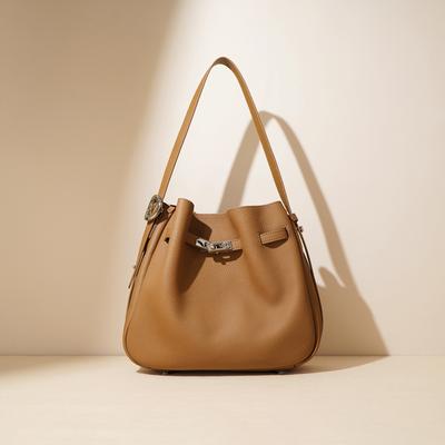 Vielseitige Premium-Eimerhandtasche aus Rindsleder im ausländischen Stil, große Kapazität, Damen-Nischengefühl, Leder-Casual-Umhängetasche, Schultertasche