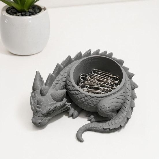 DYS 3D Printed Lying Dragon Flowerpot for Small Green Plants, Decorative Succulents Pot Ornament, Dark Style Figurine Home Office Desktop