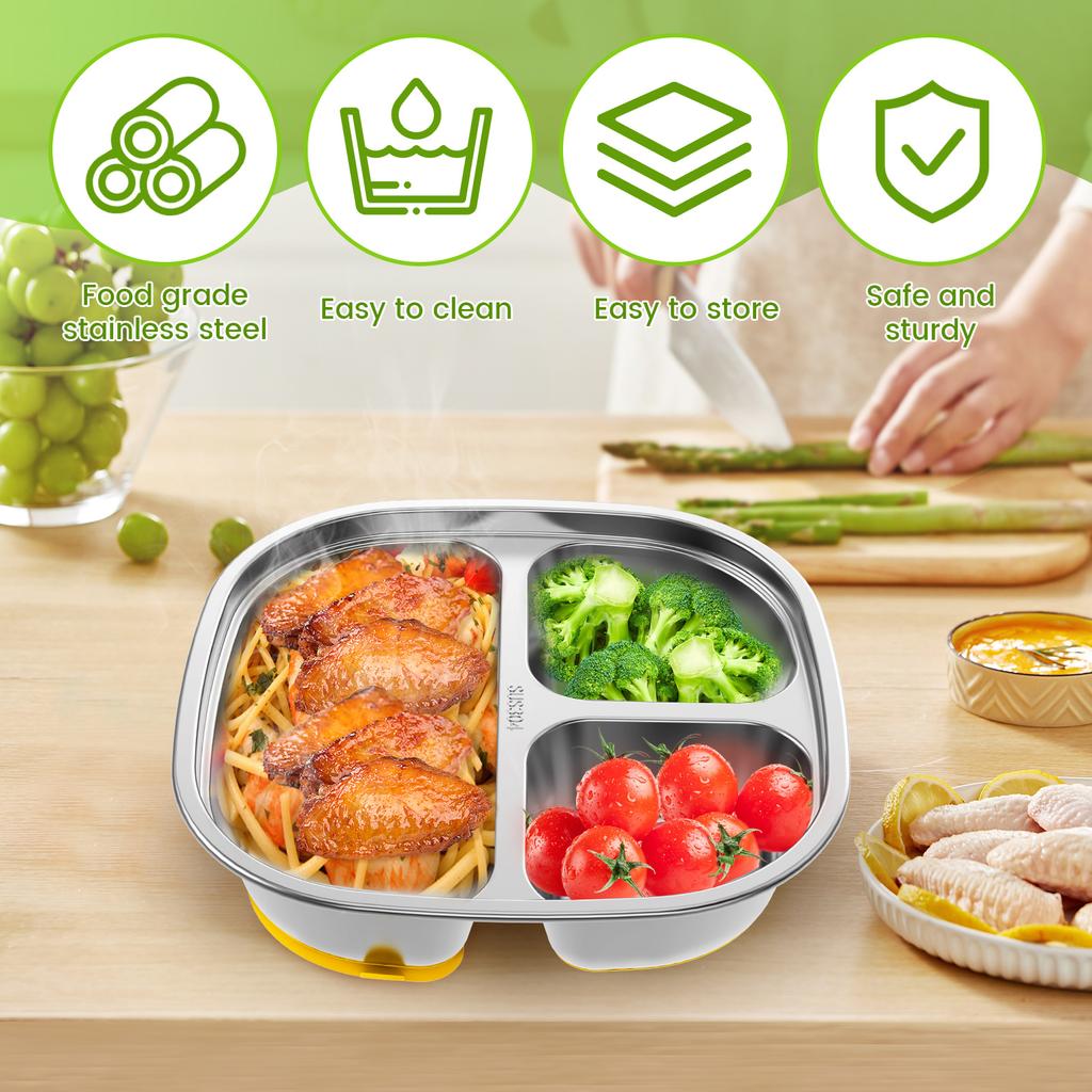 Stainless Steel Kids Plates Divided Designed Metal Kid Plate Stainless Steel Divided Plates Stainless Steel Baby Suction Plate