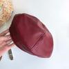 Winter British Style Leather Korean Style Hat Painter Hat Women Octagonal Cap PU Leather Berets