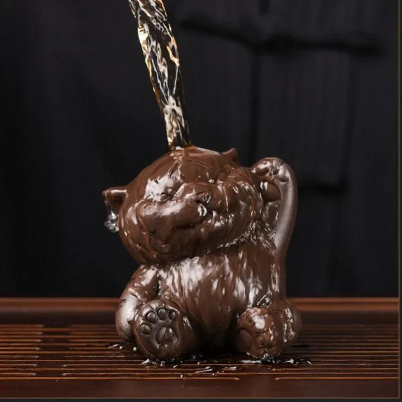 1pcs Purple Clay Tea Pet Can Be Raised Exquisite Tea Set Accessories Table and Tiger Ornaments Handmade and Cute