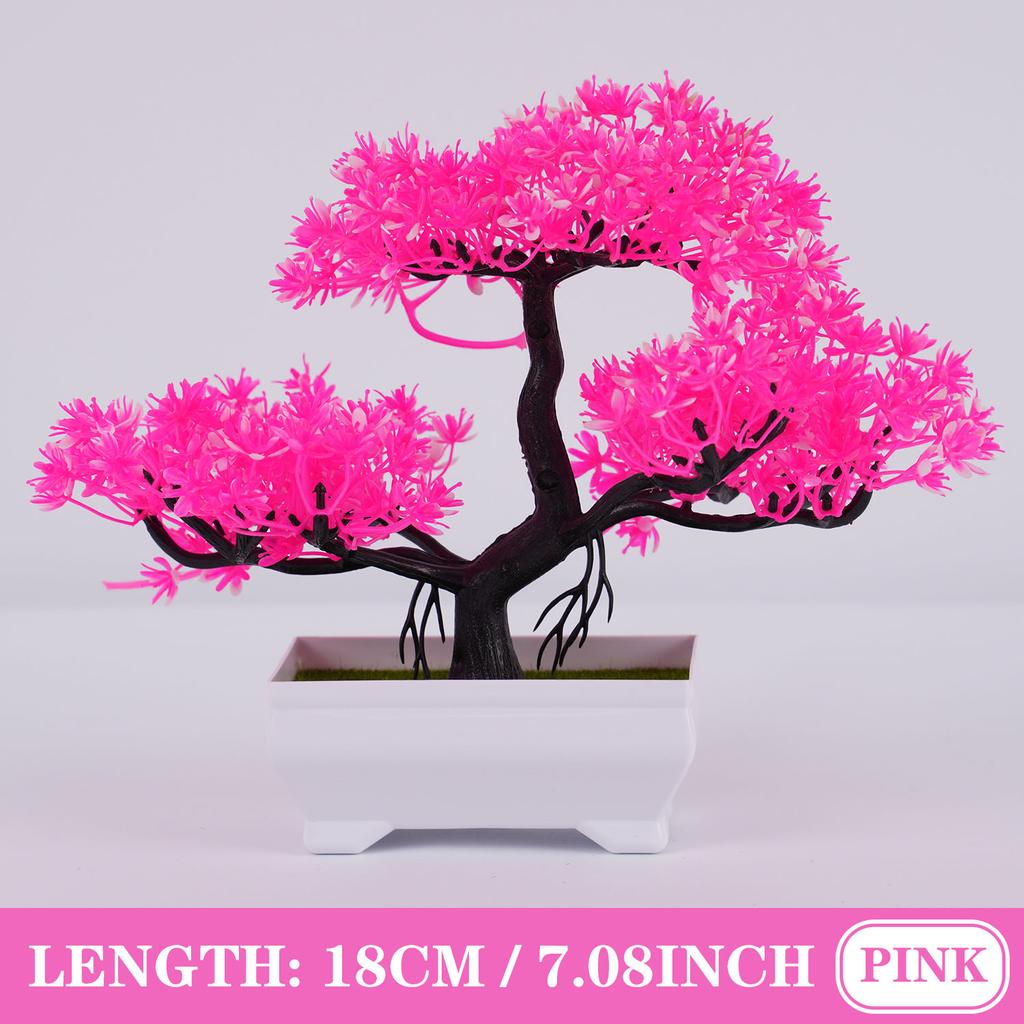 1PC Pink Desktop Artificial Bonsai DIY Home Garden Outdoor Floral Green Plant Flower Arrangement Gift Decoration