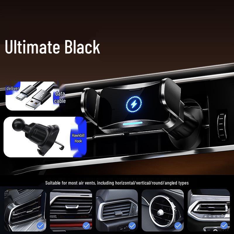 Car Wireless Fast Charger & Shockproof Phone Holder with Automatic Clamping