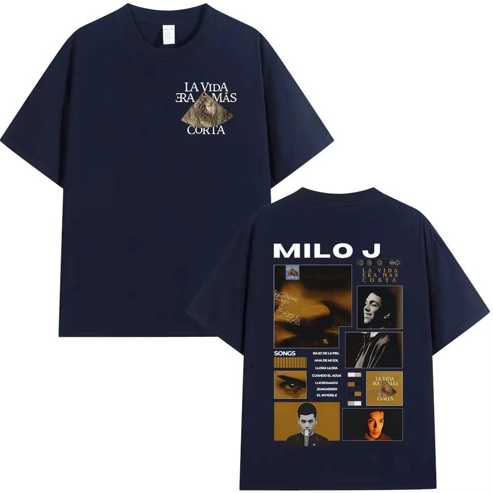 Rapper Milo J La Vida Era Mas Corta Album TShirt Unisex Hip Hop Cotton Short Sleeve TShirt Streetwear Women And Men Tshirts