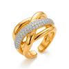 Ring - LUXENTER - Gola - 18 Carat Yellow Gold - Cubic Zirconia - Width 17 Mm