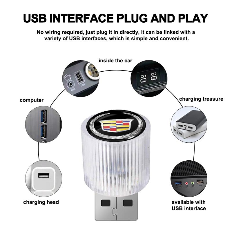 Car Mini USB LED Ambient Light Decorative Atmosphere Lamp For Cadillac CT5 CT6 CTS Seville ATS CT4 Celestiq Ciel Escala SRX XT4 XLR ELR Elmiraj EXT