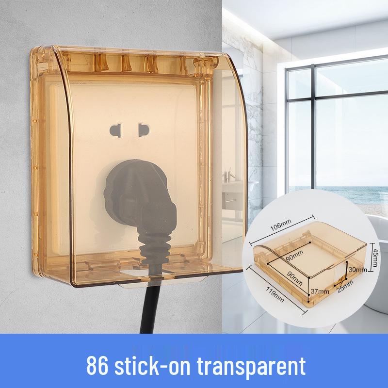 86 Type Transparent Self-Adhesive Waterproof Socket Cover for Bathroom Switches