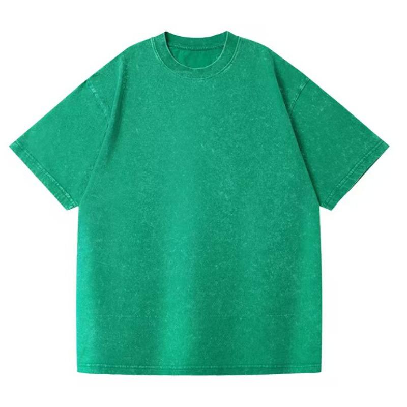 Heavy gram washed old pure cotton short sleeves American retro style men and women with the same summer trendy brand